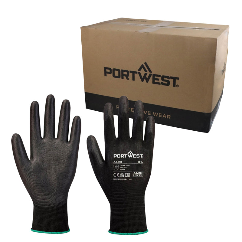 Black PU Palm Gloves (Case of 288 Pairs)