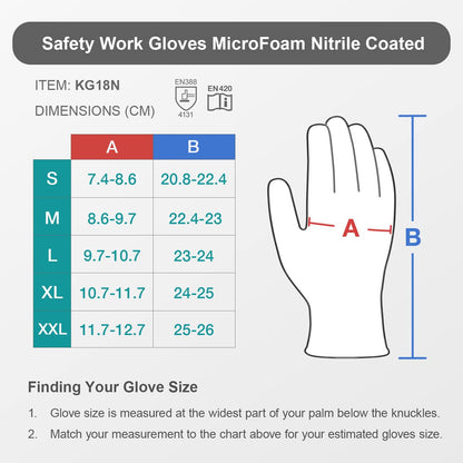 Anti-Impact Work Gloves (3 Pairs) - TPR Protection, MicroFoam Nitrile Grip | Safety Gloves for Construction & Automotive