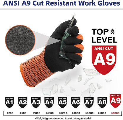 Schwer ProGuard Level 9 Cut Resistant Work Gloves - ANSI A9  Non-Slip, Touchscreen, PFAS Free PPE (1 Pair)
