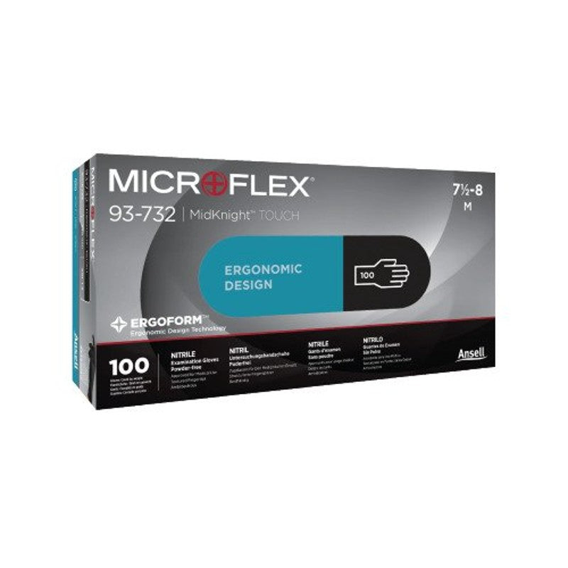 Ansell MicroFlex 93-732 Disposable Nitrile Chemical-Resistant Hygiene Gloves (100 Pairs)