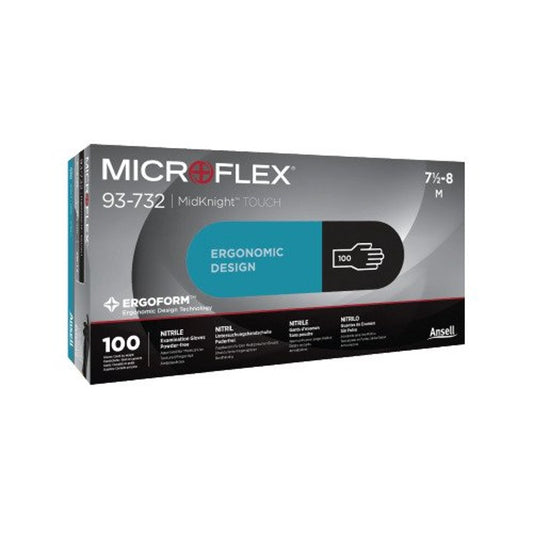Ansell MicroFlex 93-732 Disposable Nitrile Chemical-Resistant Hygiene Gloves (100 Pairs)