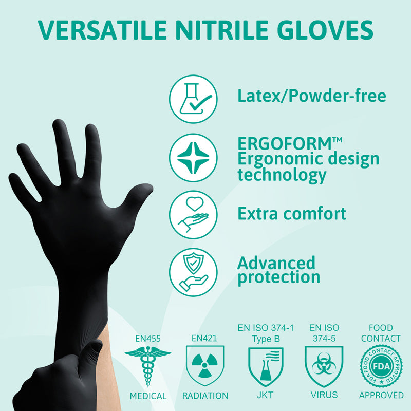 Ansell MicroFlex 93-732 Disposable Nitrile Chemical-Resistant Hygiene Gloves (100 Pairs)
