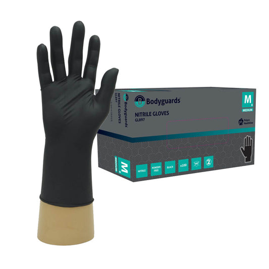 Polyco Bodyguards GL897 Black Nitrile Disposable Gloves (100 Pairs)