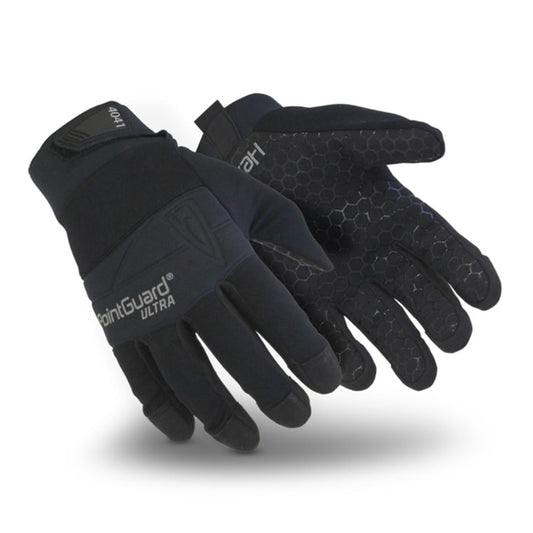 Black gloves with 'PaintGuard Ultra' branding on a white background